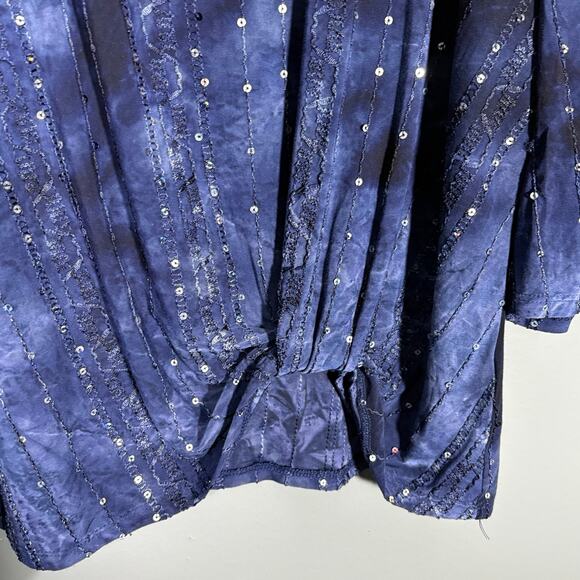 Sami & Jo Women's Blue Boho Sequin Tie Dye Twist Front Top - Size XL - Dopamine - Picture 3 of 7